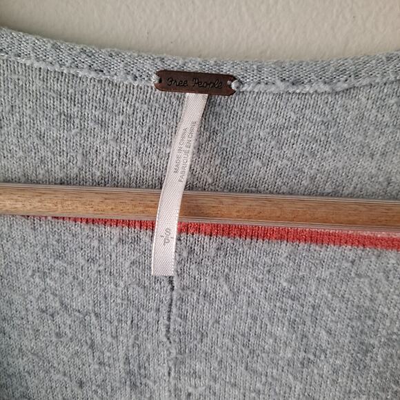 Free People Make You Mine Sweater in Gray w Orange & Pink Striped -Size S/P - Picture 5 of 10